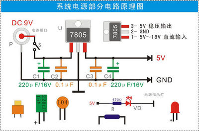 7805稳压电路中电容的作用